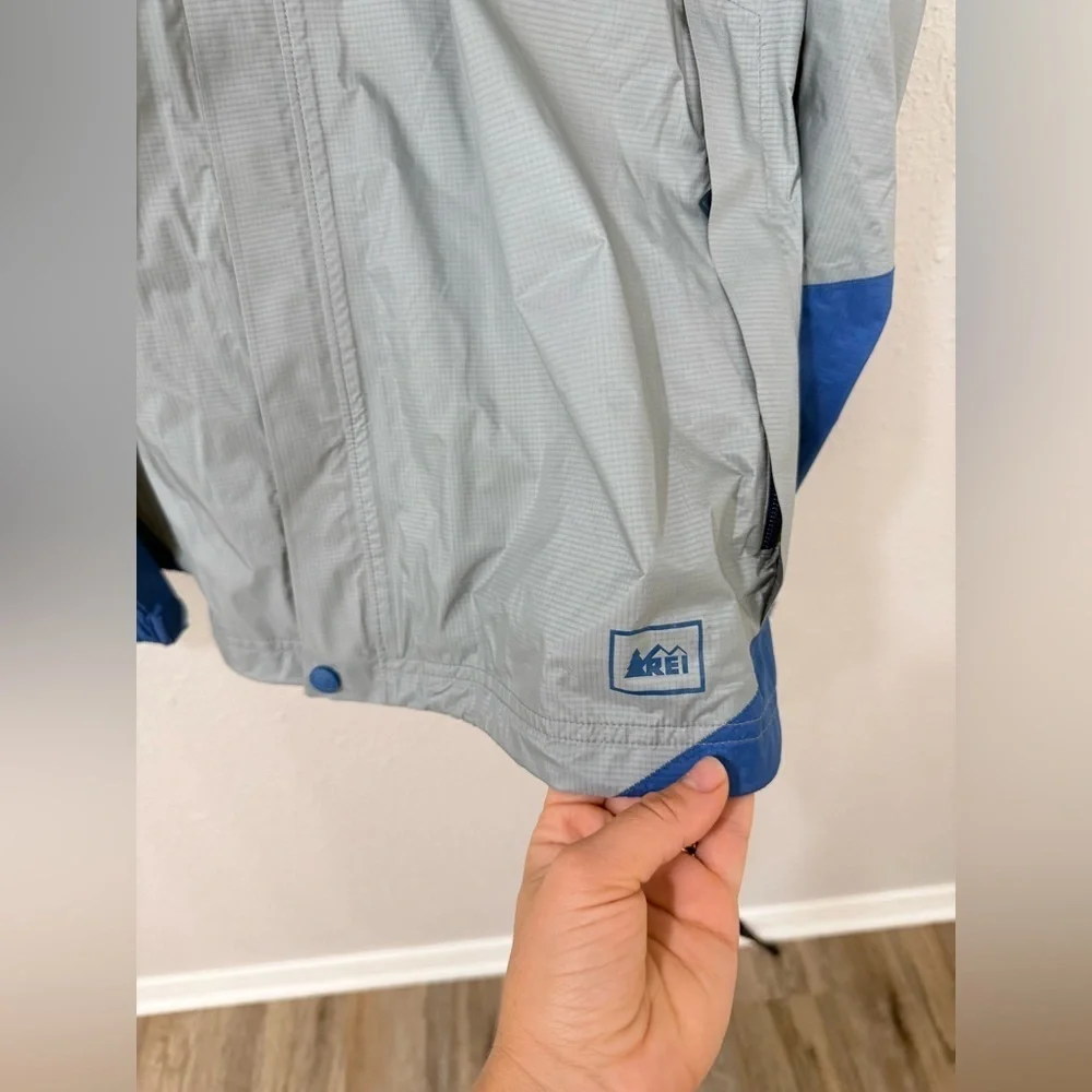 REI Size XL Mens Blue Full Zip Nylon Outdoor Hooded Windbreaker Jacket